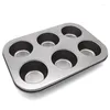 Bakning formar 6 hål nonstick pan kol stål muffin kopp kex ark magasin cupcake hem tårta verktyg