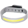 Elastic Headlamp LED Running Light with 230° Wide Lighting Rechargeable Wristband lights with Silicone Strip for Sports Flashing Safety Armband