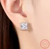 Authentic 925 Sterling Silver Stud 8mm Cubic Zircon Square Geometric Drop Earrings for Women Wedding Jewelry Gift XE0757410815