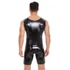 S-7xl Mens Sexy Bodys brillant entrejambe sans fermeture éclair ou ouvert à l'entreprise à manches courtes à manches courtes