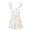 Robes de fête 2024 Mini robe florale Femmes Print Slip Short pour la femme Sweet Backless Female Somme d'été
