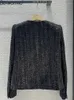 Damesjacks mode runway herfst zwart casual vest vacht o-neck crystal dubbele borsten lange mouw jas met lange mouwen