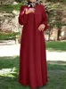 Vêtements ethniques Zanzea automne wsolid Dubaï Turquie Abaya Hijab Robe Senn Vintage Long Slve Muslim Maxi Robe décontractée Robe Femme Sund robe 2023 T240510