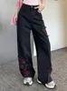 Jean pour femmes hautes taille printemps d'été pantalon femme papillon frange modis pantalon plissé lâche pantalon pantalon de style coréen