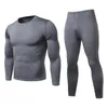 Sous-vêtements thermiques pour hommes Hiver Mens Suit Fashion Silk Slim Round Neck Compression