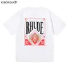 T-shirts de créateurs haut de gamme Rhude pour les petits et à la mode à la carte rouge Impression des hommes hip-hop et des femmes à manches courtes décontractées avec des étiquettes originales de 1: 1