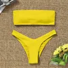 Women's Swimwear 2024 Women Bikini Sexy High Waisted Strapless Boob Tube Top Set Swimsuit Two Pieces Solid Brazilian Beachwear