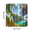 Shower Curtains 1/4pcs Beautiful Waterfall Pattern Curtain Set Scenery Bath With Hooks Polyester Bathroom Decora