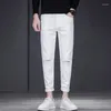 Men's Jeans Spring White Slim Little Feet Nine Points Pants Stretch Casual Male Clothes Ankle Length Denim Pant