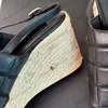 Dames Wedge Platform Heels 8cm Sandalen Designer Dekte textuur Matelasse Slingbacks Dress Shoe Oxfords Straw Sole Espadrilles Buckle Strap Outdoor Leisure Shoe