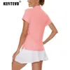 Kefitevd Summer UPF50 golfpolo shirt dames korte mouw t-shirt snel dry v nek ademende tee uV-bescherming rennen gym top 240510