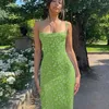 Rokken 2024 lente/zomer Europese en Amerikaanse mode dameskleding Amazon sexy slank fit hangende riem geprint open back jurk voor
