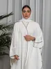 Vêtements ethniques Ramadan Blanc Abaya Dubai Kimono Jalabiya Vêtements de prière pour femmes Turquie Islam Muslim Modest Robe Robe Longue Musulmane Femme T240510