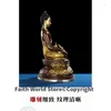 Decoratieve beeldjes 45 cm groot boeddhisme vergulden boeddha -standbeeld Asia Tibet Home Tempel Altaar Zegene veilig gezonde apotheker Bronze