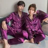 Couple pyjama set mens pyjamas salon pyjamas à manches longues pantalon pymoise surdimensionné en satin pyjamas couple pyjamas en soie pyjamas 240511