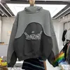 Men's Hoodies Sweatshirts Puff Print Vintage Hoodie Men Women Best Quality Heavy Fabric Hooded Oversize Pullovers H240508