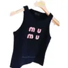 Miu Top Womens Clothes T Shirt Miui Designer Women Sexy Halter Tops Party Crop Embroidered Tank Miumiuss Tshirt Clothing Fashion Spring Summer Backless Women Trendy