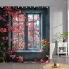 Douchegordijnen Outdoor Garden Poster Gordijn Vintage raamwand Groeien Bloemplanten Polyester Stoffen Badkamer Decor