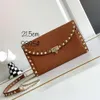 Litchi Leather Flap Rivet Event Bag Cowhide New Square Vo Versatile Bags Crossbody Shoulder Lady Top Layer Rock Stud Purse Pattern Small 2024 Vallenteno OQWH