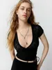 Women's T Shirt sexy Tees 2024 Summer New Y2K Women's Hollow Pure Desire Spicy Girl Short sleeved T-shirt Unique Lace Top tops