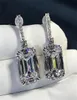 Luxury Emerald Cut 3CT Lab Lab Diamond Slear Brings Real 925 Boucles d'oreilles de mariage en argent sterling en argent sterling pour femmes Bridal 218480772