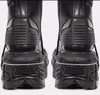 Retro Black Man Women Angle Boots Metal Decorary Толстая платформа панк женский круглый шнурок, повседневные рыцарские женские туфли 45 1A17
