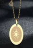 Pendant Necklaces Gold Sunburst Necklace For Women Circle Round Charm Simple Style Stainless Steel Jewelry Sun Choker Collier1510790