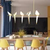 Nordic Gold Vogel Käfig Anhänger leichte Wohnzimmer Schlafzimmer Origami Vogel Licht Küche Hanging Lampe Esszimmer Papierhaus Armaturen
