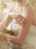 Потрясающие жемчужины русалка свадебные платья сексуальные открытые задняя шейная шейная прием.