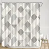Duschvorhänge moderne geometrische Vorhang minimalistische abstrakte elegante Streifenquadratlinie Polyester gedrucktes Stoff Badezimmer Dekorativ