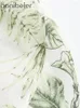 Женские блузки Aonibeier Ultra Thin Printed Женщины свободная рубашка 2024 Лето полузлитые карманные кнопки с длинным рукавом блуз