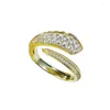 Anelli di cluster Lo stile di denaro vintage S925 Silver Gold è dotato di un anello di apertura dorato e abbagliante versatile