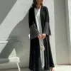 Ethnic Clothing 2024 New Muslim Ramadan Eid Black Open Kimono Abaya Elastic Drilling Net Shalwar Kamz Casual Loose Moroccan Gulf Women Robe T240510