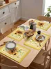 Tafel matten bloemen bijen dieren honingraat gele koffie schotelmat keuken placemat dineren dineren servies 4/6 stcs pads