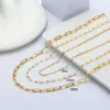 RINNTIN SC39 14K Plated Paperclip Link Chains Jewelry Chunky 925 Sterling Silver Gold Chain Necklace for Women Men Girls