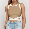 Tanks pour femmes jeunes femme Cothes Top Top Fashion Colling Color Cross Tie T-shirt sans manches