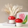 Wazony Kreatywny grzyb wazon ceramiczny nordycki ręcznie robiony aranżacja kruszenia ornamentu rzemieślnicze dekoracja biura domowego 2024