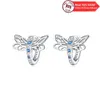 Boucles d'oreilles cerceaux 925 Sterling Silver Blue Dragonfly Fit Charmes originaux pour les femmes Girls Broute à oreilles Fine Bijoux Cadeaux