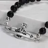 Brand Westwood Black Agate Saturn Bracelet Art Single Lower Diamond High Edition Nail