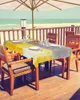 Table Cloth Oil Painting Abstract Geometric Yellow Gray Round Waterproof Tablecloth With Zipper Umbrella Hole Cover For BBQ Gatherings