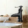 Badkamer wastafel kranen Europese bassin waterval mixer kranen en koud water koper brons brons single handle vat zr295