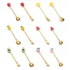 Lepels roestvrijstalen lepel vork cartoon fruit macaron dessert forks kinderen set keuken accessoires