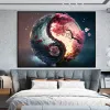 Peinture classique en toile colorée en yin et yang, philosophie chinoise images d'art mural, affiches de paysage abstrait pour le salon