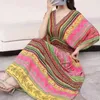 Mujeres Vestido indio Vintage Estilo coreano Bohemio Floral Casual Vestidos sueltos Vestidos Maxi Vneck Cotton Vestidos para 240509