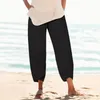 Spodnie damskie modne stóp crossoverowe spusty stałe kolorowe kieszenie wysokim talii Czech Seaside Wide Wygodne swobodne