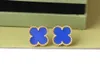 Designer Clover Stud Earrings Retro Clover Back Pearl Mother Stainless Steel Gold Studs Wedding Jewelry Gifts