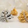 Stud Earrings CMAJOR 925 Sterling Silver Vintage Cubic Zirconia Gold Tone Leaf Studs Handmade For Women