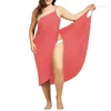 Havlu 5xl Kadın Seksi Plaj V yaka Sling Elbise 2024 Yaz Sırtı Mayo Kapak Sarma Coble Kadın Tropik Elbiseler Artı Boyut