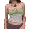 Camis de cramps licolas pour femmes couleurs sans manches couleurs slim fit rucched tricot camisole 240506