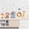 Kid Toy autocollants dessin animé Animaux décalcomanies Elephant Lion Girafe Mur pour chambre chambre bébé décor de nurser